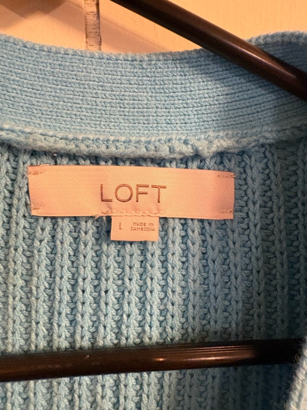 LOFT Bright Blue V-Neck Button Front Cardigan - Picture 5 of 5